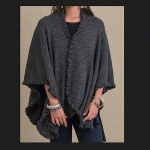 Passementrie Desert Ruana - Shawl - Wrap - Charcoal - 100% Acrylic -Made in Peru